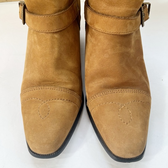 Dingo Western Ankle Boot Pull On Bootie Brown Suede Buckle Strap size 8 M - Picture 5 of 13